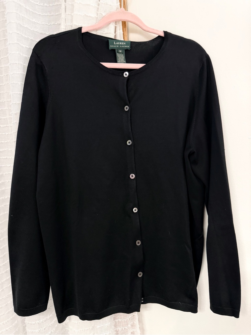 Sz. 1X Ralph Lauren Black Long-Sleeve Button Cardigan